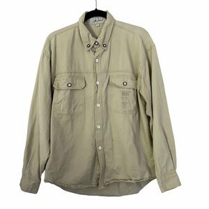 Vintage Aero Dynamic Beige Khaki Long Sleeve Button Down Shirt Large